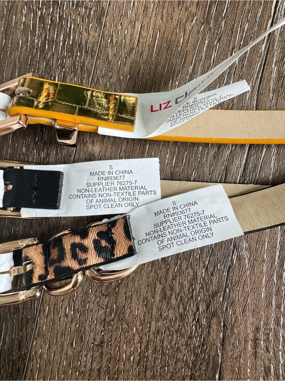 Liz Claiborne Gold, Black & Leopard Print Belt Set Women’s Size Small